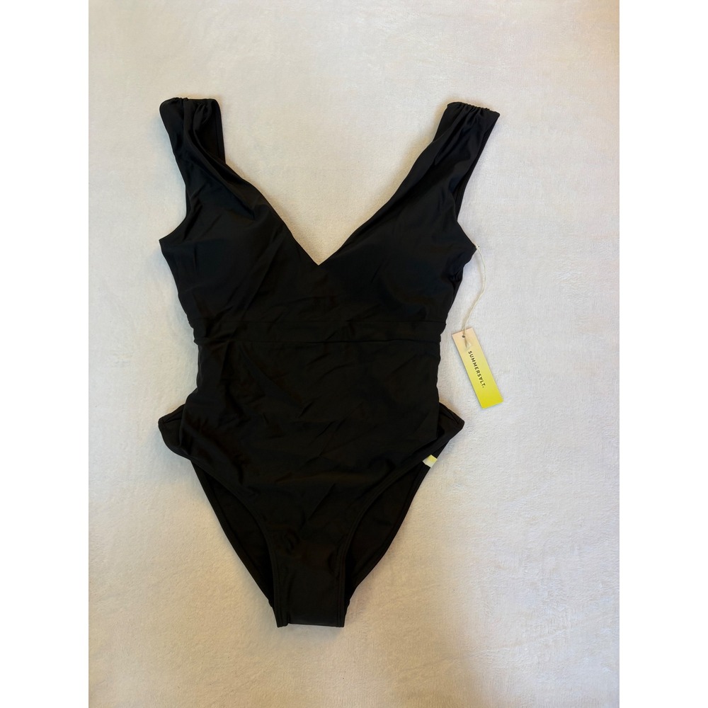 Summersalt The Ruched Backflip One Piece Swimsuit Black Size 6 NWT
